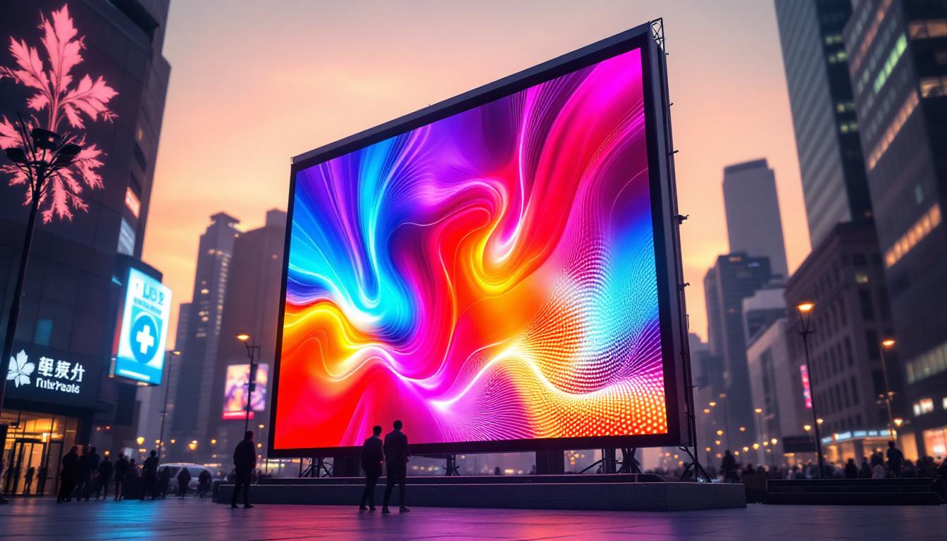 A photograph of a vibrant led display in an urban setting