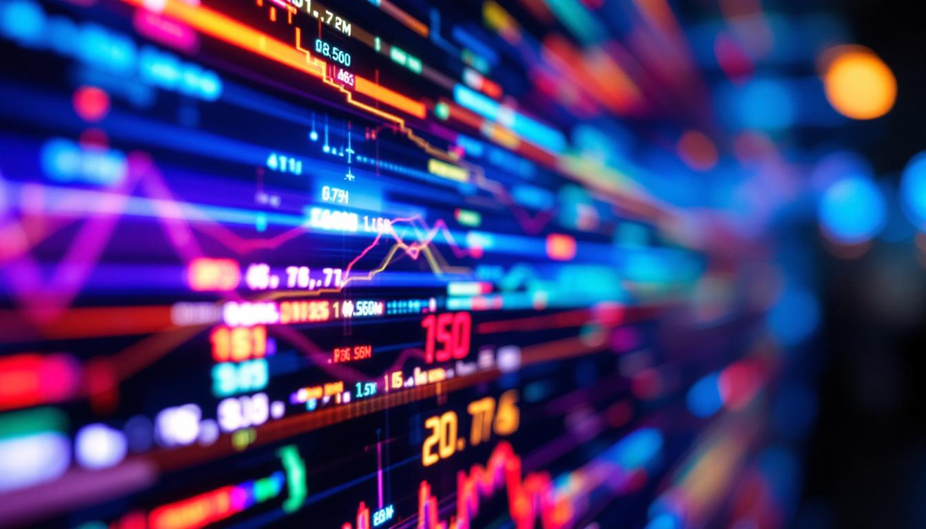 A photograph of a close-up of a vibrant led display showcasing dynamic visuals