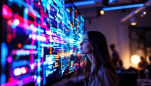 A photograph of capture a photograph of a vibrant led display in action