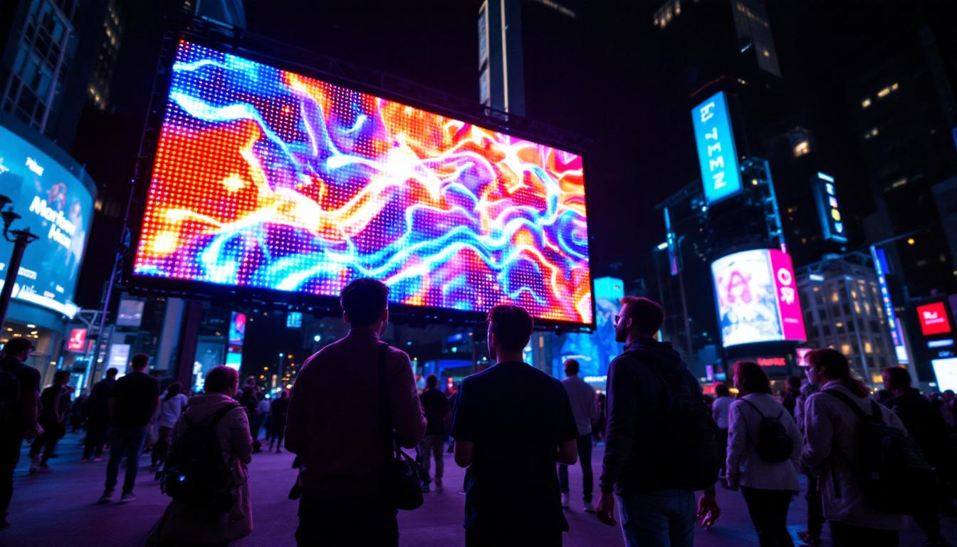 A photograph of a vibrant led display in action