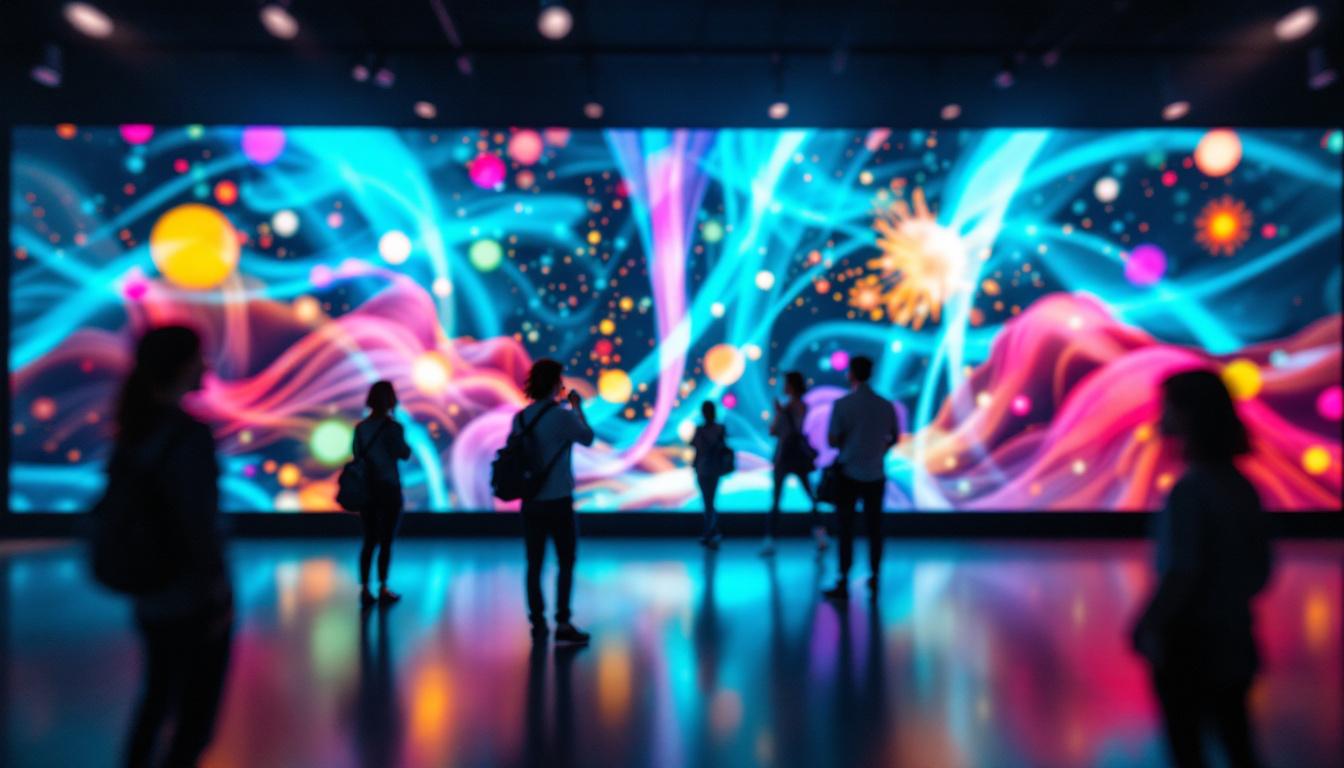 A photograph of a vibrant led display in use