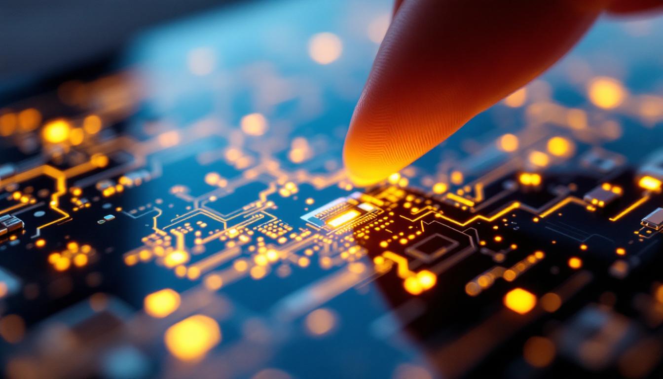 A photograph of a close-up shot of a touch panel digitizer with its led display illuminated