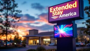A photograph of the led display at extended stay america in hillsboro