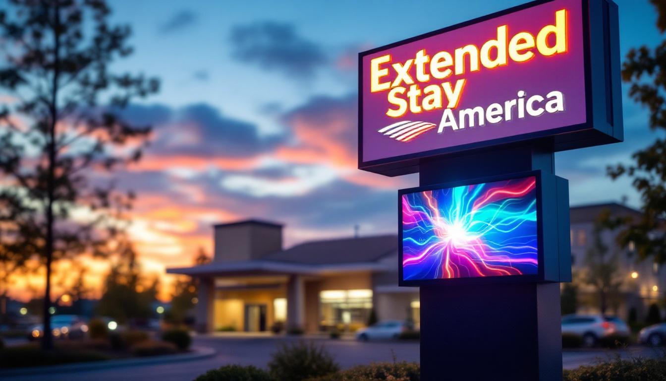 A photograph of the led display at extended stay america in hillsboro