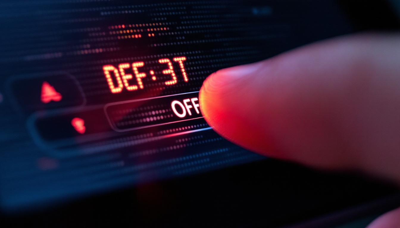 A photograph of a close-up of a hand gently pressing a button on a device's interface