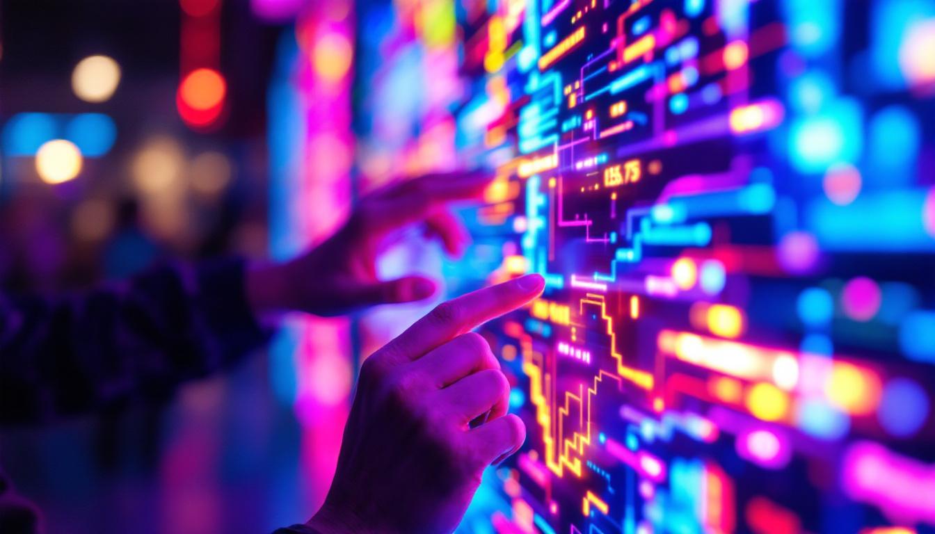 A photograph of a close-up of a vibrant led display in use