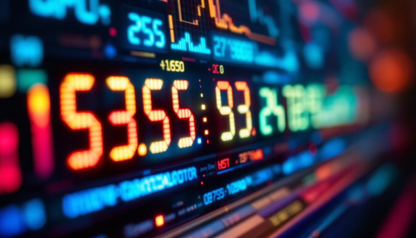 A photograph of a close-up shot of an led display showcasing the ero calculator in use