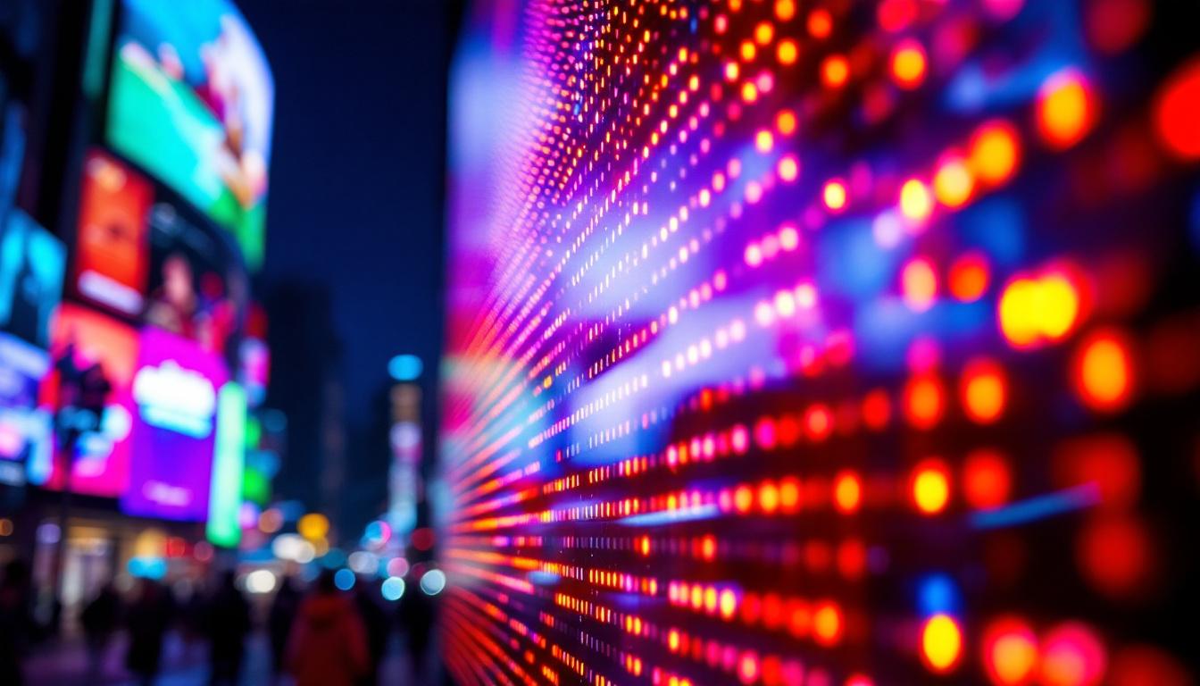 A photograph of a vibrant led display in action