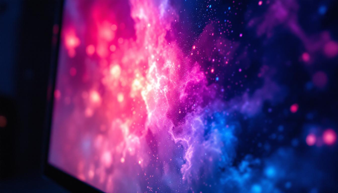 A photograph of a close-up view of an lcd monitor displaying visible clouding effects