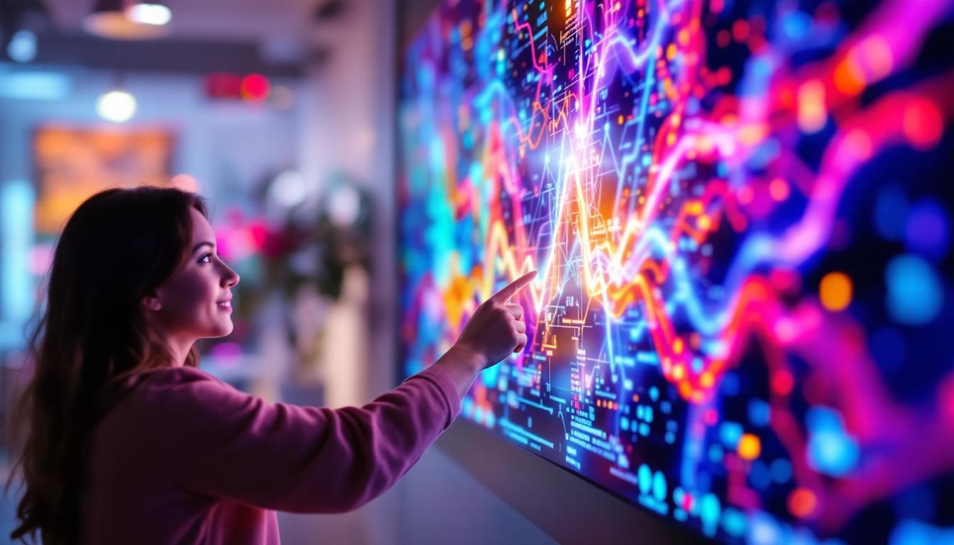 A photograph of a close-up shot of the amel 55 led display in action