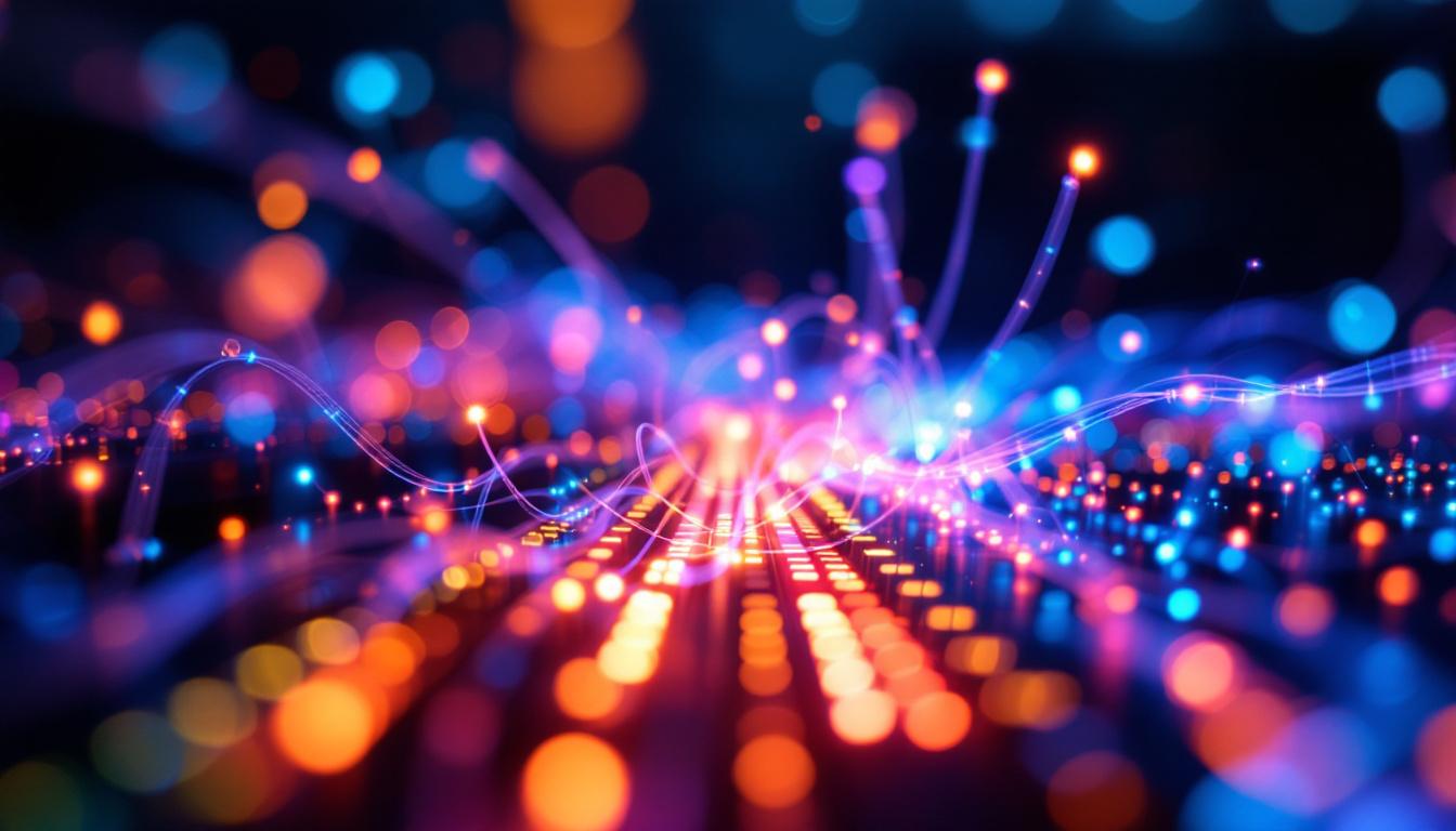 A photograph of a close-up of a fiber optic led display in action