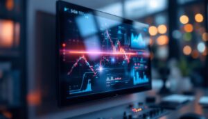 A photograph of a sleek panel mount monitor showcasing its vibrant led display in a well-lit environment