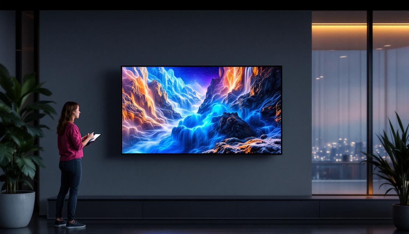 A photograph of a 25-inch led display in a modern setting