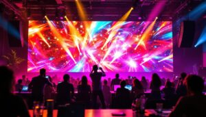 A photograph of capture a photograph of a vibrant led display in action