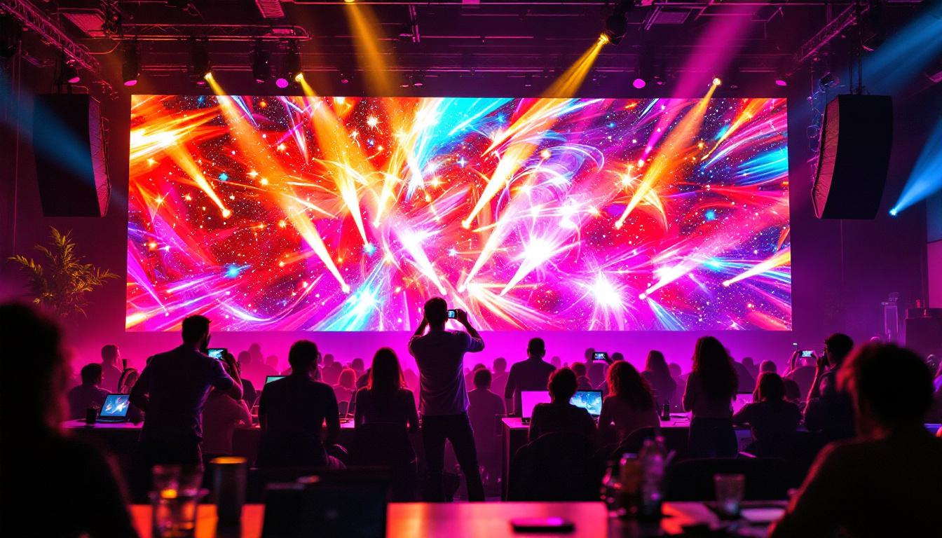 A photograph of capture a photograph of a vibrant led display in action