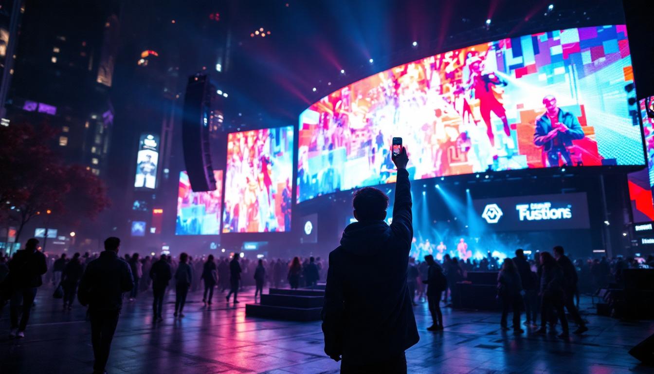 A photograph of a vibrant led display in action