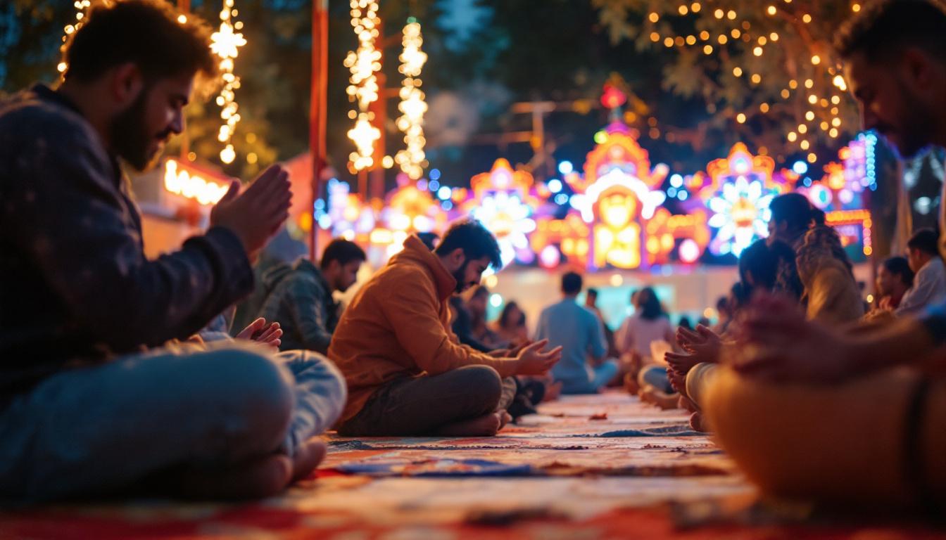 A photograph of a vibrant outdoor scene featuring individuals engaging in foot worship