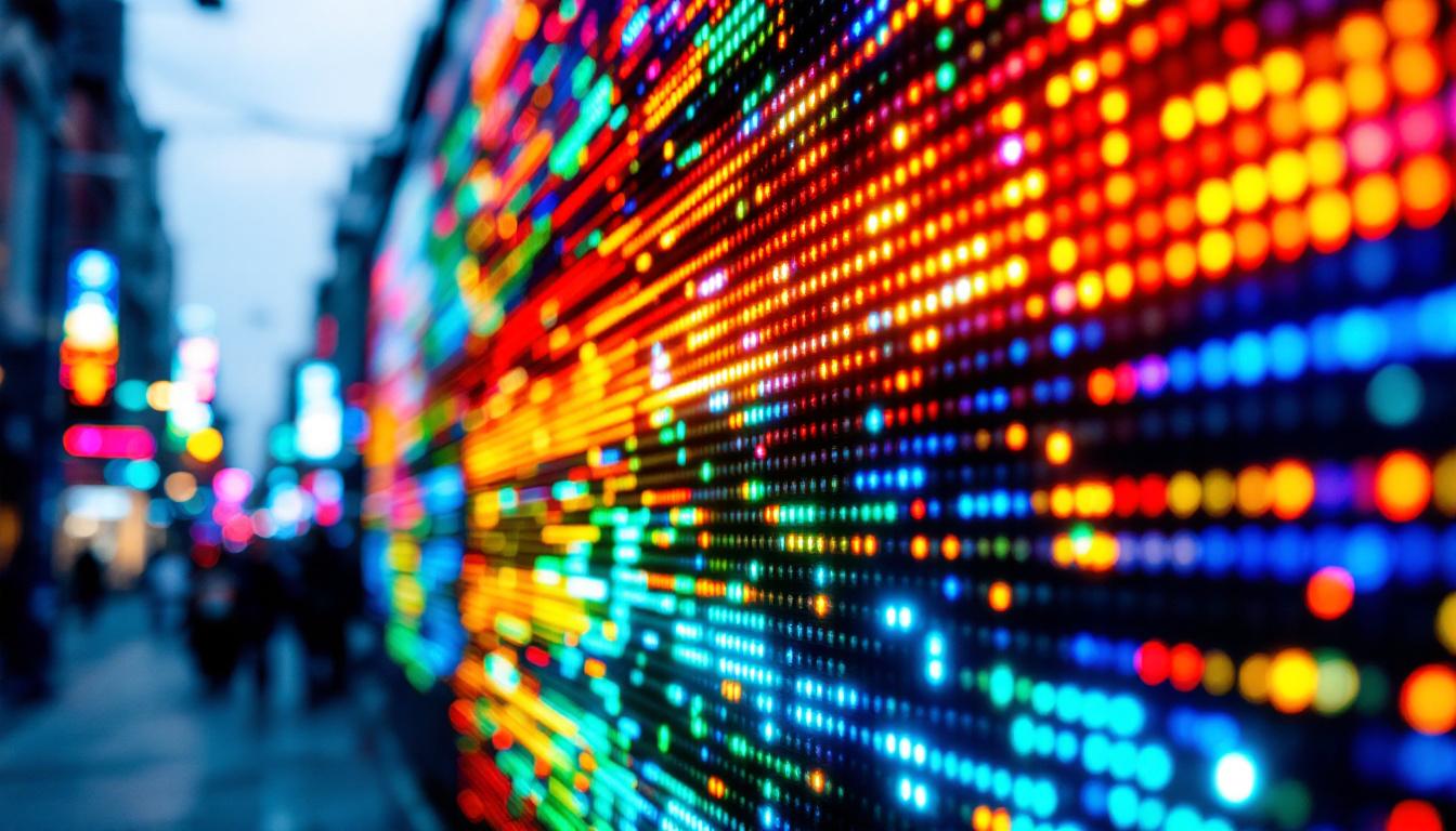 A photograph of a vibrant led display in action