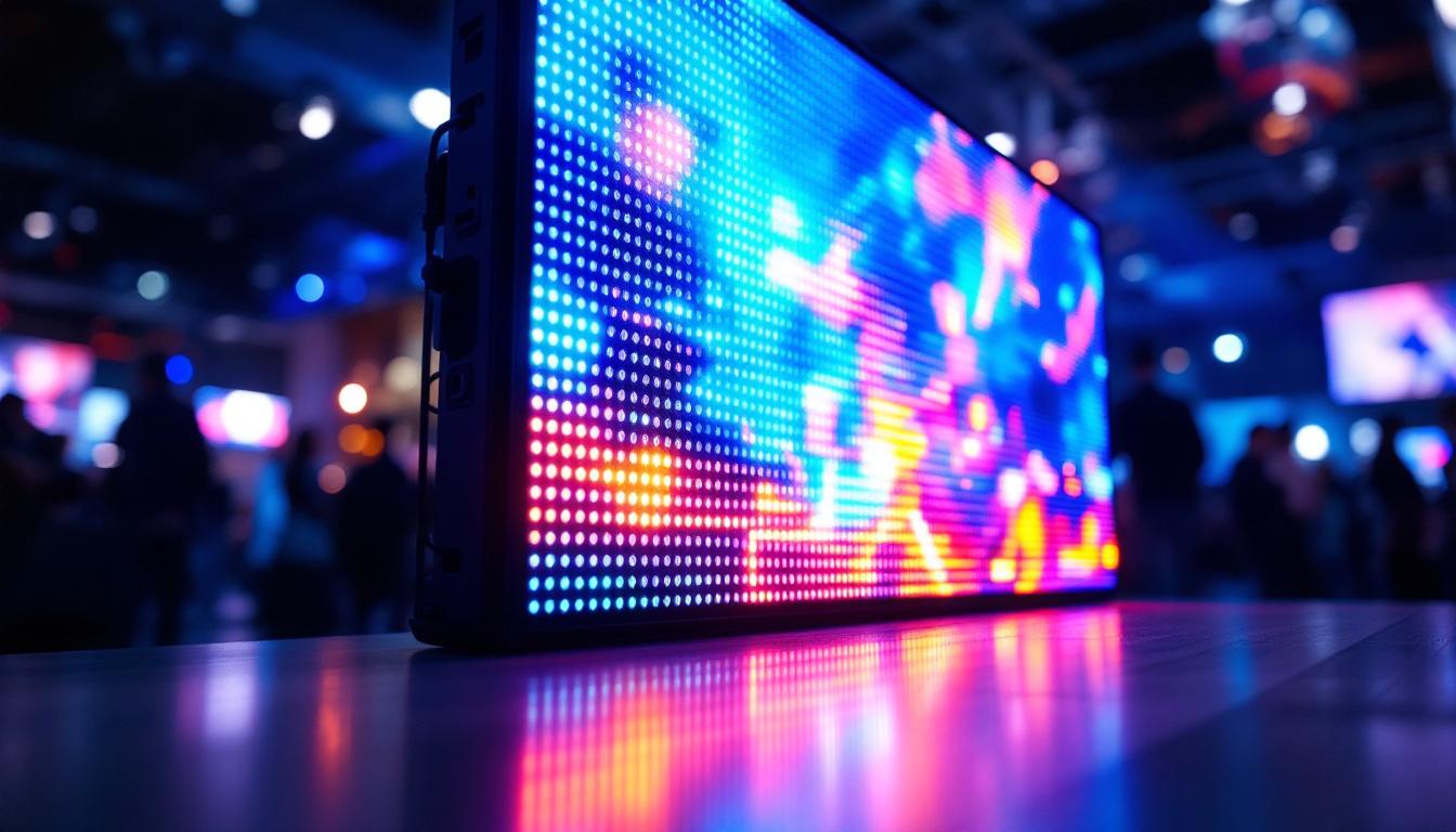 A photograph of a vibrant led display in action