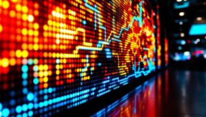 A photograph of capture a photograph of a vibrant led display in action