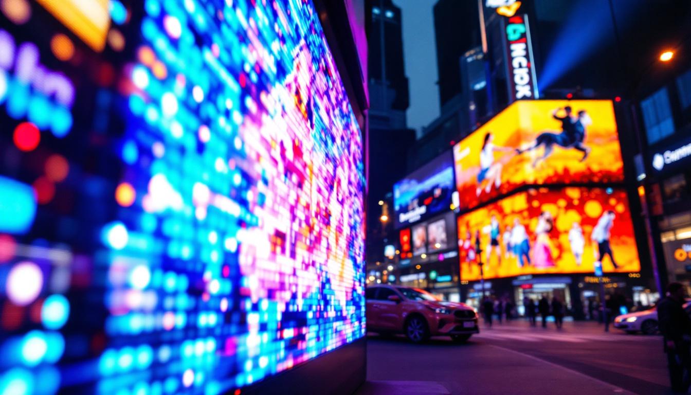 A photograph of a vibrant led display in action