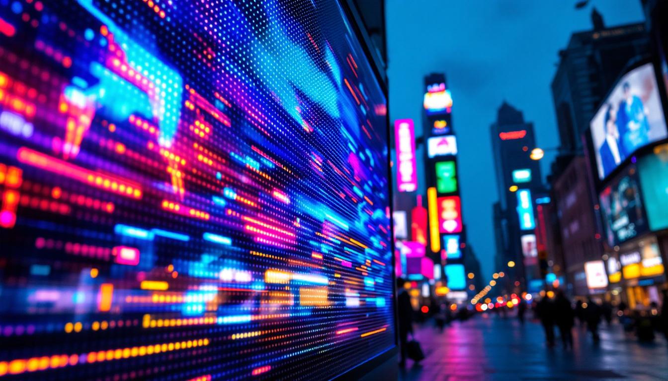A photograph of a vibrant led display in action