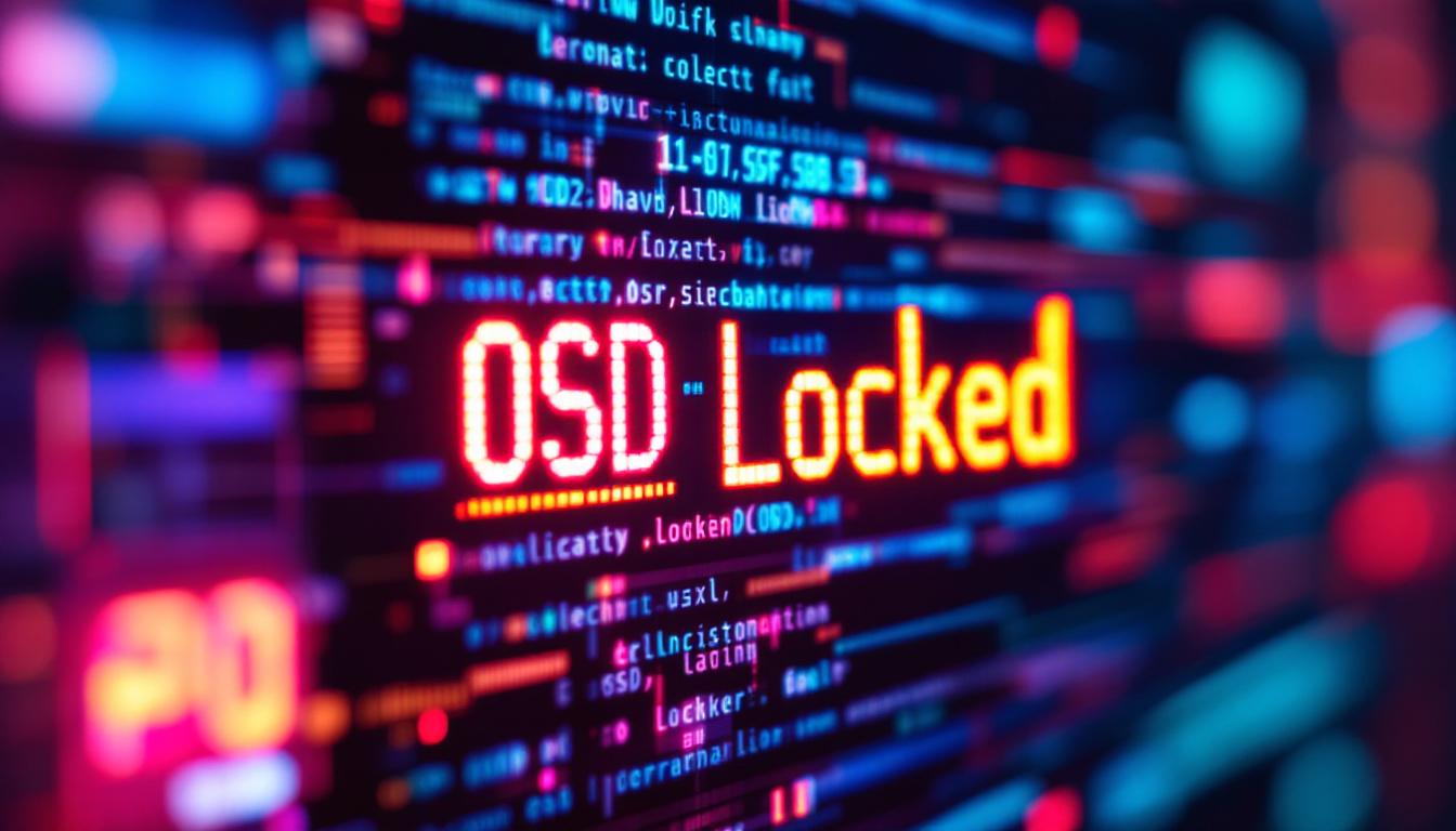 A photograph of a close-up shot of an led display with the "osd locked" message prominently visible