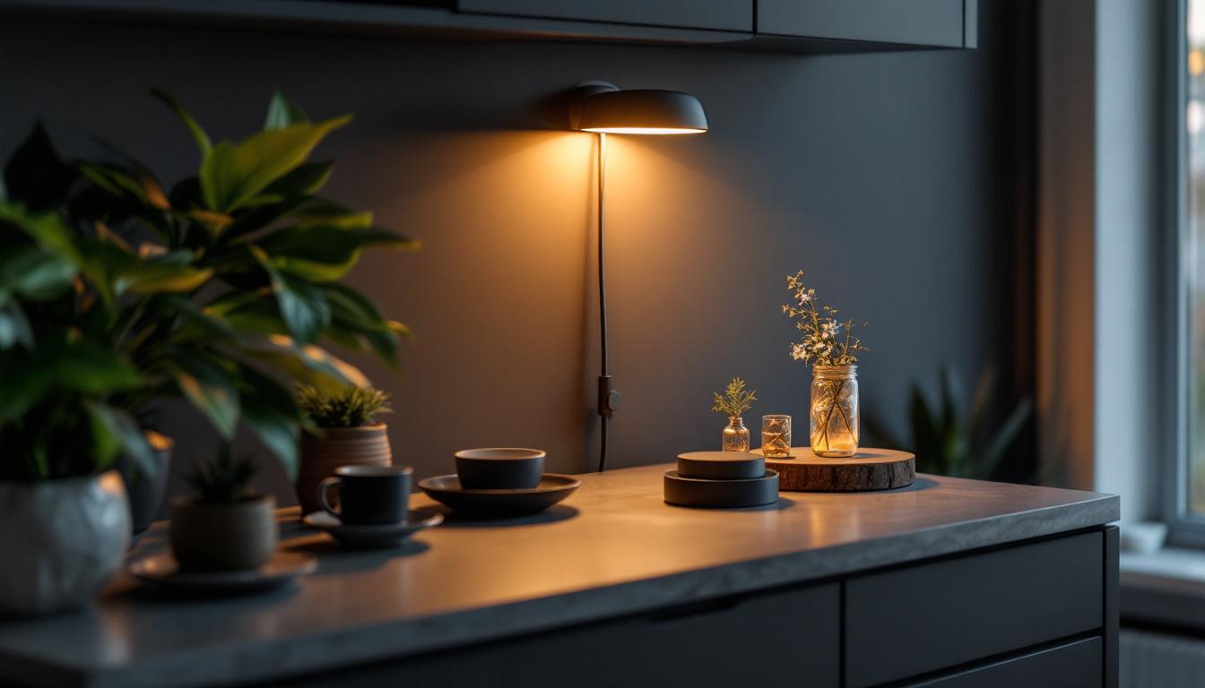 A photograph of a beautifully arranged setup showcasing direct wire puck lights illuminating a modern display