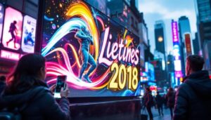 A photograph of capture a photograph of a vibrant double-sided outdoor programmable led sign in use