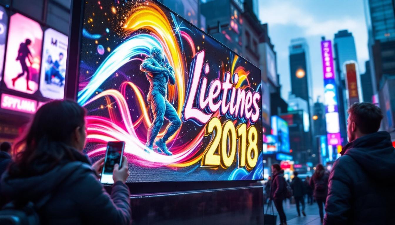 A photograph of capture a photograph of a vibrant double-sided outdoor programmable led sign in use