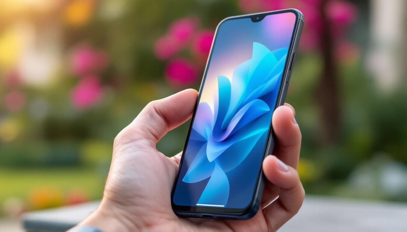 A photograph of capture a photograph of the pixel 7 pro showcasing its vibrant led display in an outdoor setting