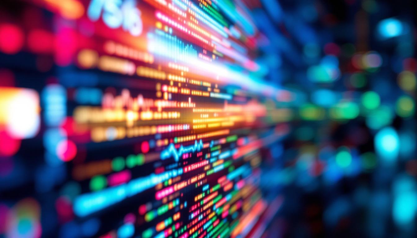 A photograph of a close-up shot of a vibrant led display in action