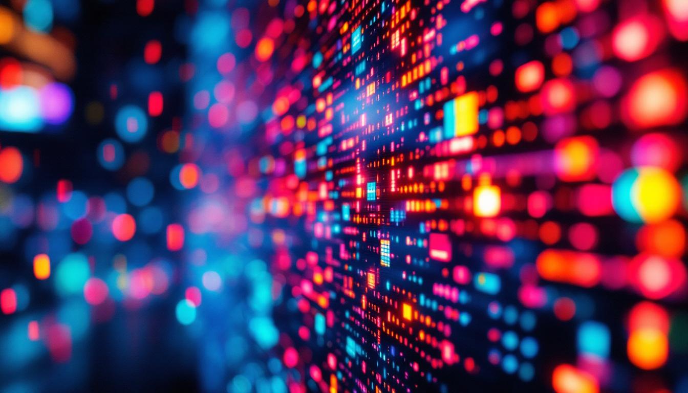 A photograph of a vibrant led display showcasing a colorful movie scene