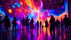 A photograph of capture a photograph of the vibrant led display at the plasma center in austin