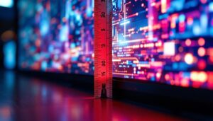 A photograph of a close-up of a vibrant led display showcasing a visually striking image or graphic
