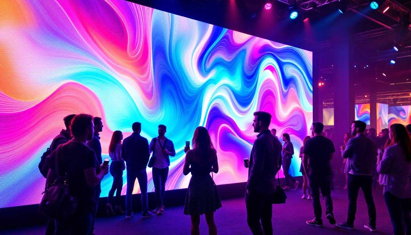 A photograph of a vibrant led display in an event setting