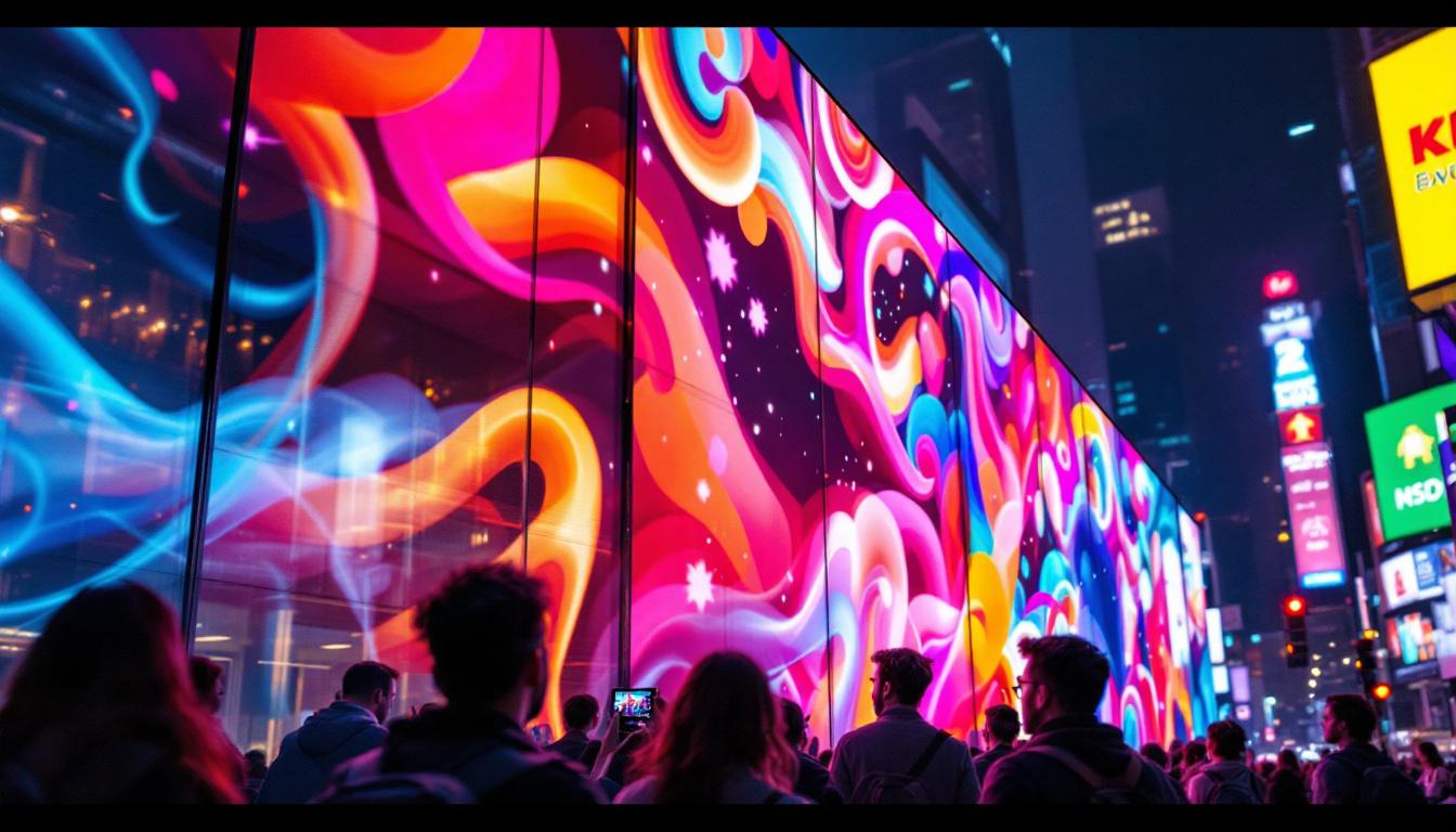 A photograph of a vibrant led display in action