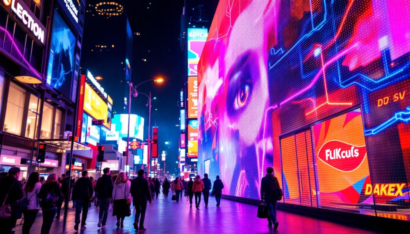 A photograph of a vibrant led display in action