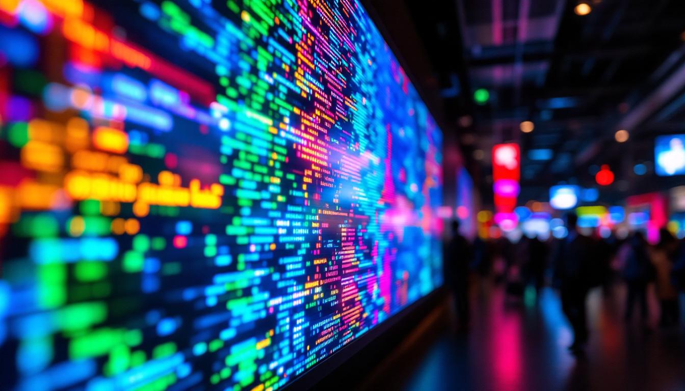 A photograph of a vibrant led display in use