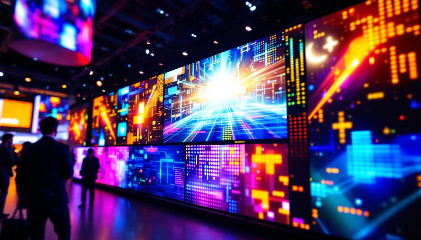 A photograph of a vibrant and engaging led display at a digital trade show