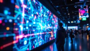 A photograph of a vibrant led display in use