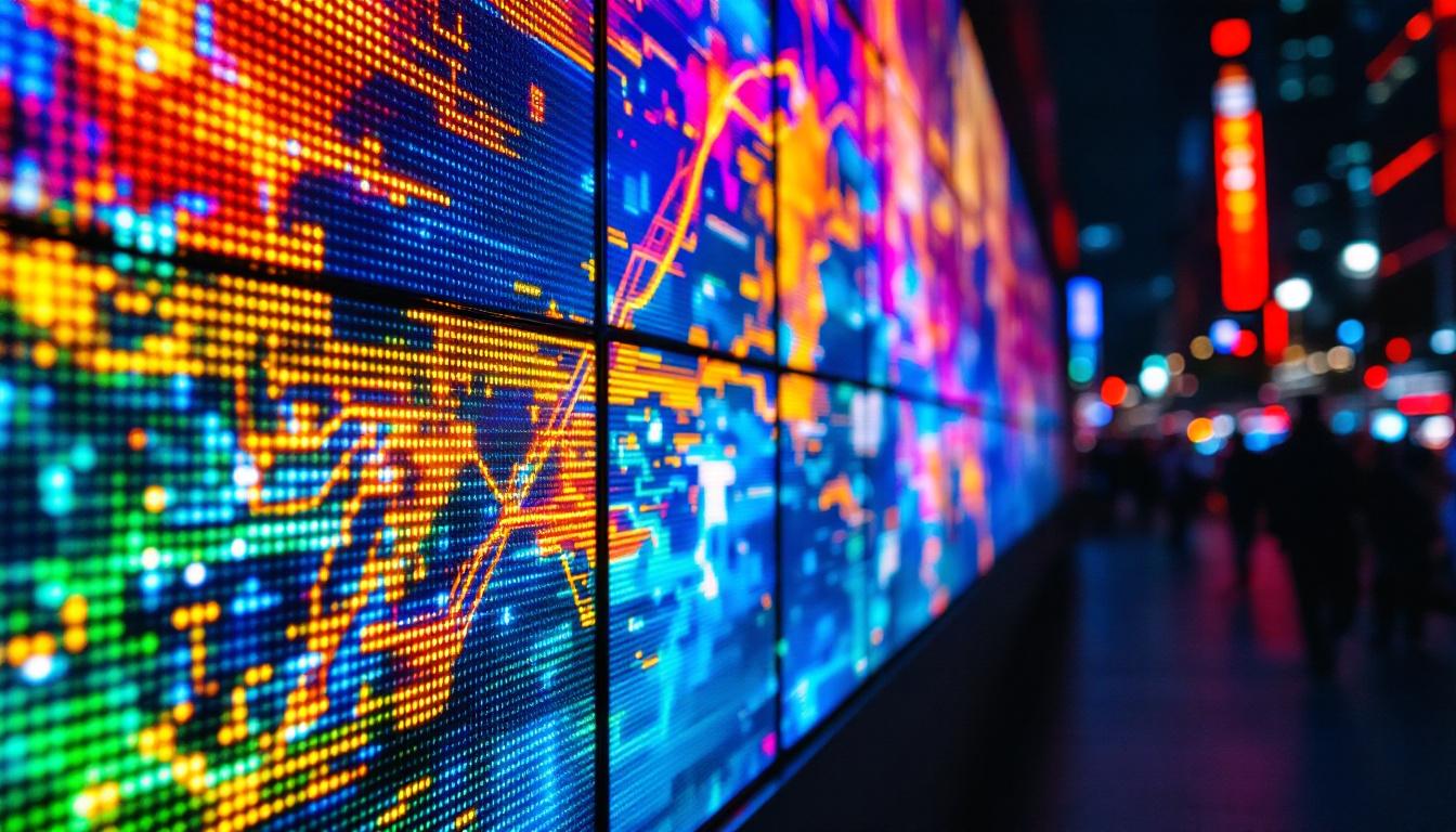 A photograph of capture a photograph of a vibrant led display showcasing dynamic visuals