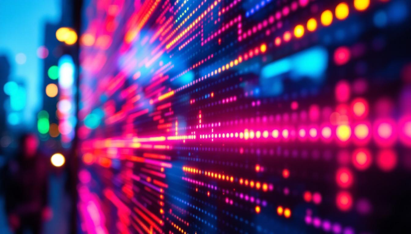 A photograph of a vibrant led display in action