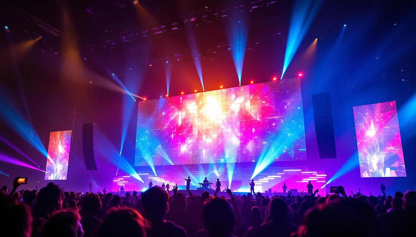 A photograph of a vibrant led wall stage in action