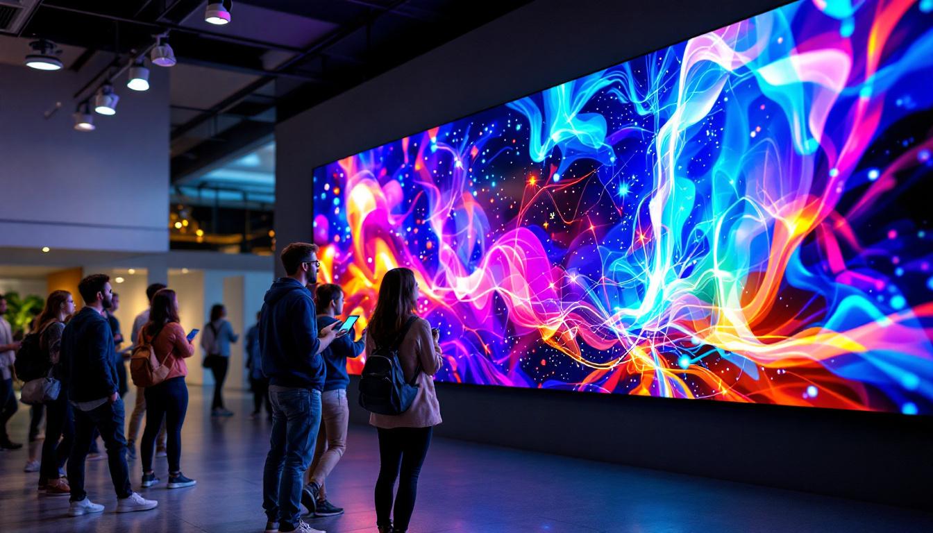 A photograph of a vibrant led video wall in action