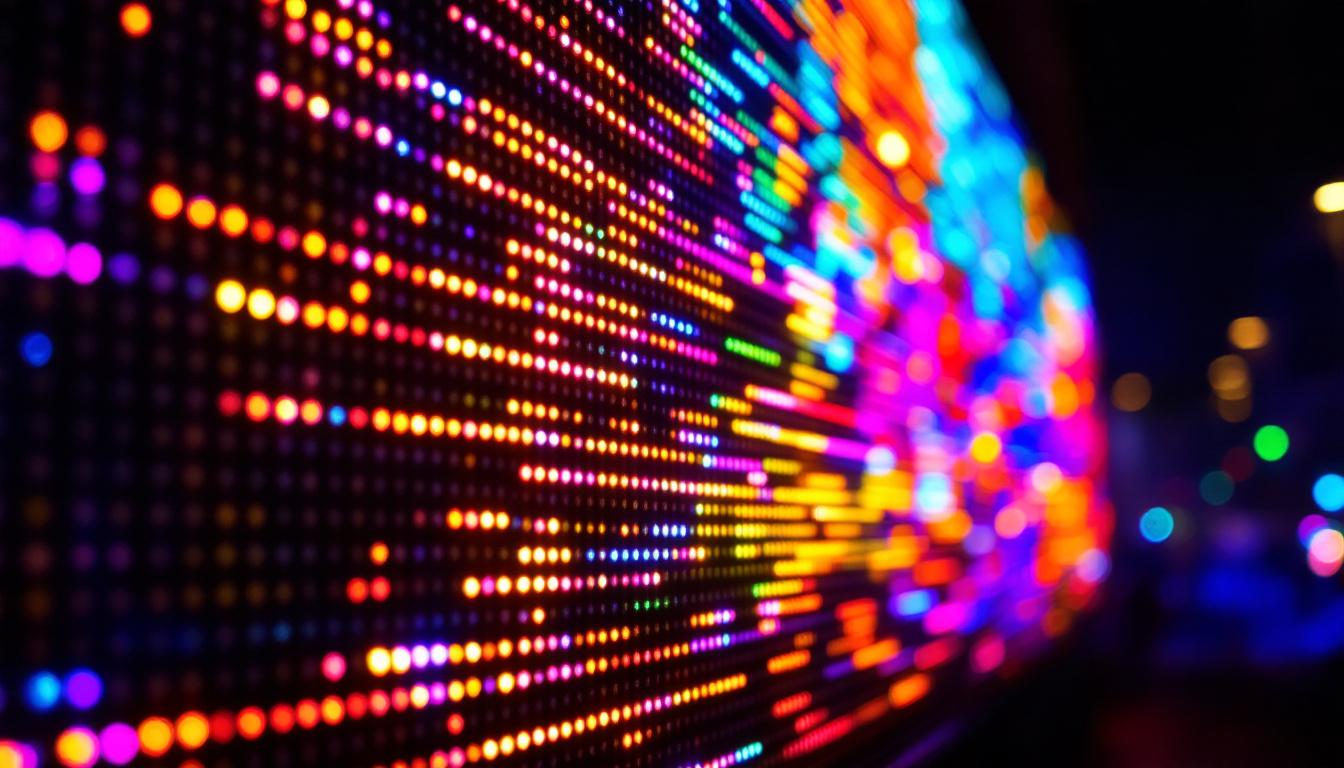 A photograph of capture a photograph of a vibrant led display in action