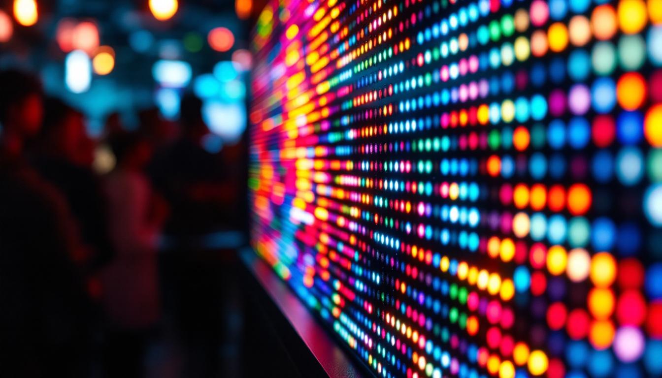 A photograph of a vibrant led pixel panel in action