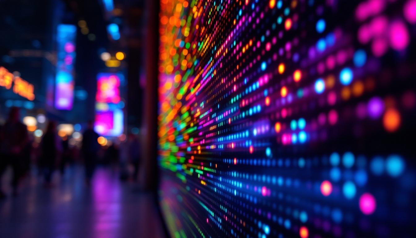 A photograph of a vibrant led display in action