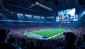 A photograph of the dallas cowboys' jumbotron in action during a game