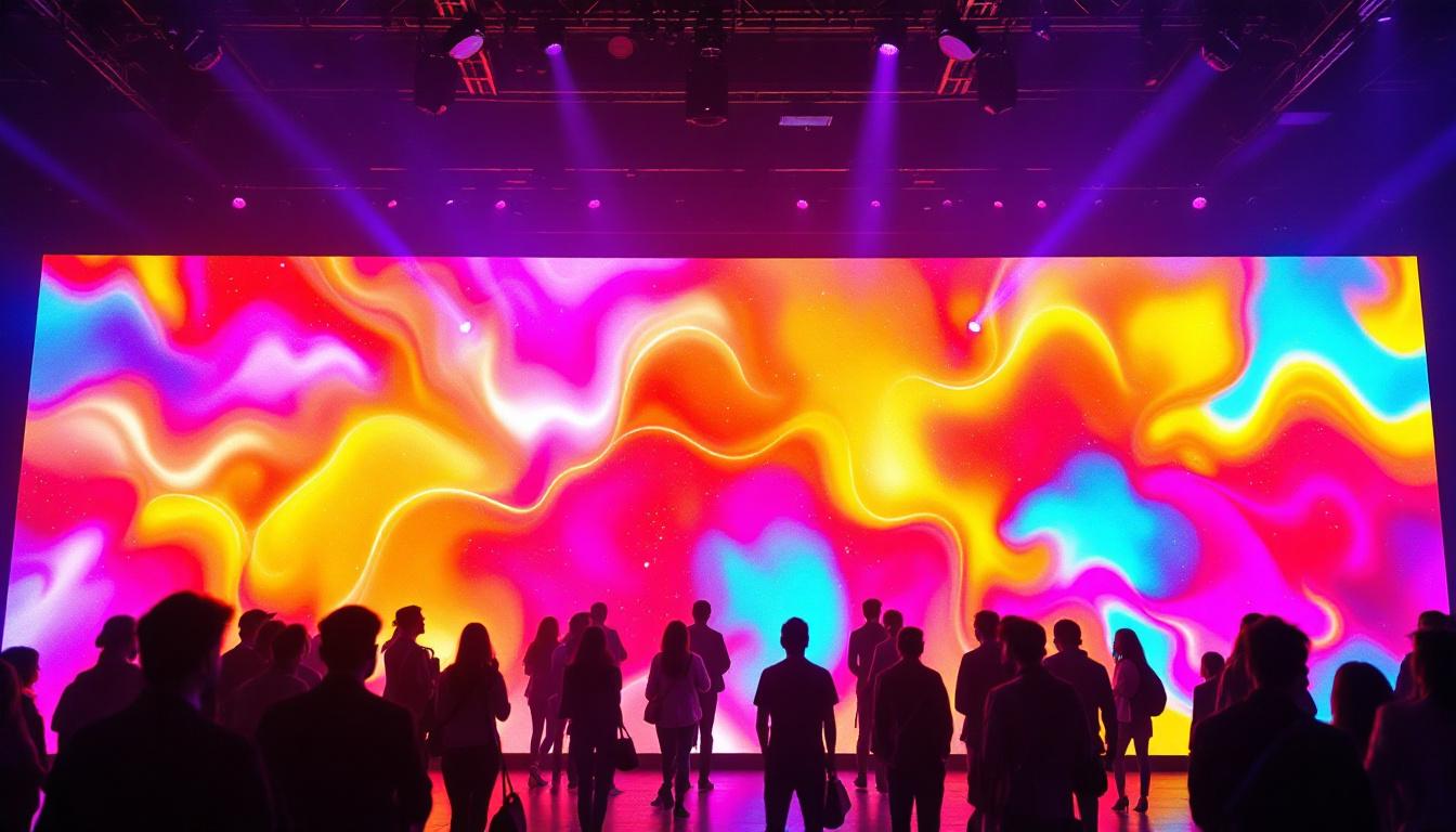 A photograph of a vibrant rental led display in action at an event
